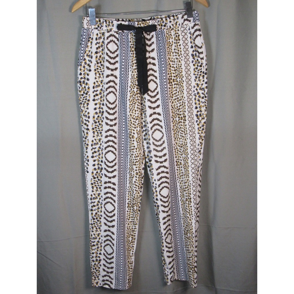Josie Natori Women Mixed Animal Geometric Print Lounge Pants White Brown Medium